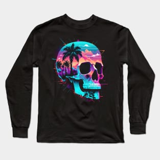 Vaporwave Skull Long Sleeve T-Shirt